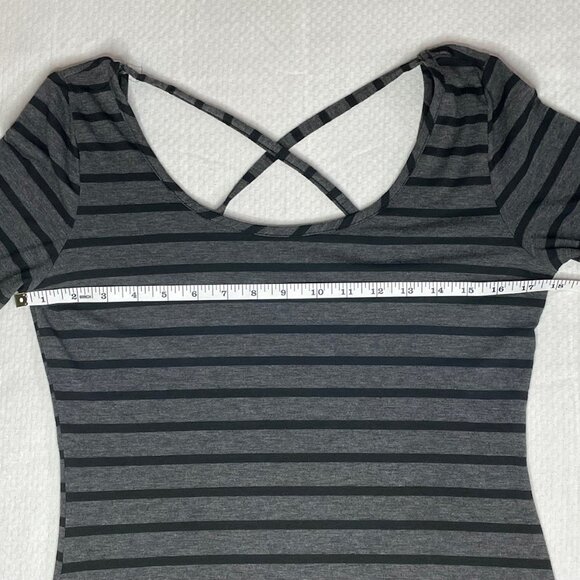 Candy Couture Gray and Black Striped High-Low Maxi Dress – Size Medium - Picture 4 of 6